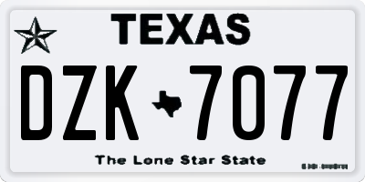 TX license plate DZK7077