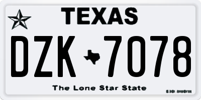 TX license plate DZK7078