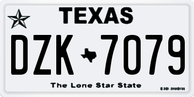 TX license plate DZK7079