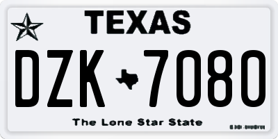 TX license plate DZK7080