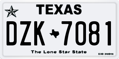 TX license plate DZK7081