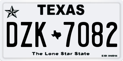 TX license plate DZK7082