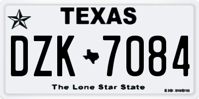 TX license plate DZK7084