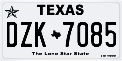 TX license plate DZK7085