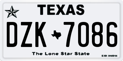 TX license plate DZK7086