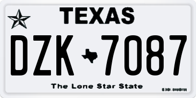 TX license plate DZK7087