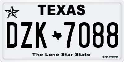 TX license plate DZK7088
