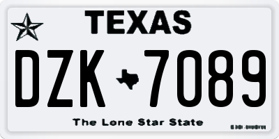 TX license plate DZK7089