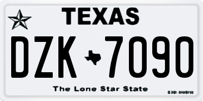 TX license plate DZK7090