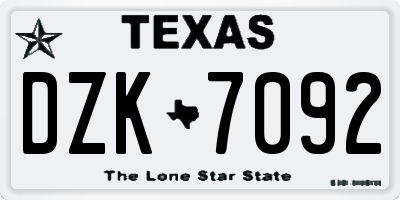 TX license plate DZK7092