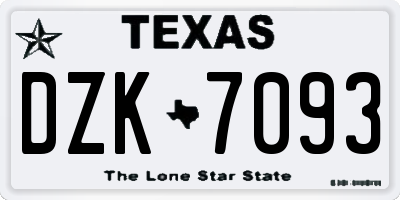 TX license plate DZK7093
