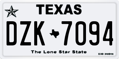 TX license plate DZK7094