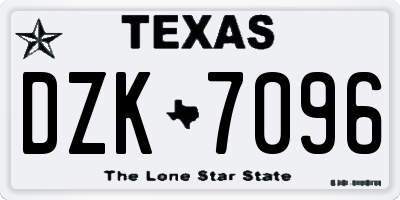 TX license plate DZK7096