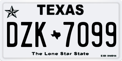 TX license plate DZK7099