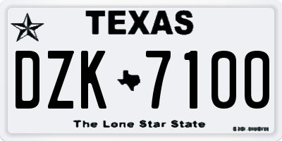 TX license plate DZK7100
