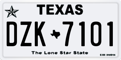 TX license plate DZK7101