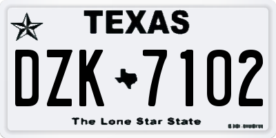 TX license plate DZK7102