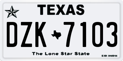 TX license plate DZK7103