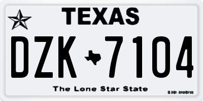 TX license plate DZK7104