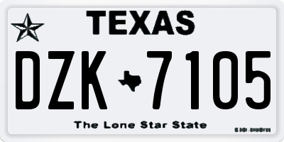 TX license plate DZK7105