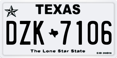 TX license plate DZK7106