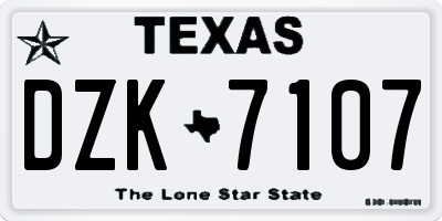 TX license plate DZK7107