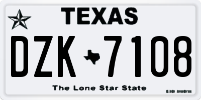 TX license plate DZK7108