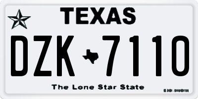 TX license plate DZK7110