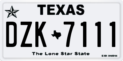 TX license plate DZK7111