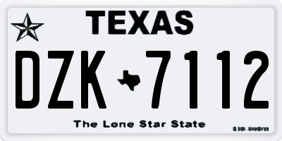 TX license plate DZK7112