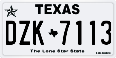 TX license plate DZK7113