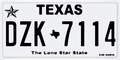 TX license plate DZK7114
