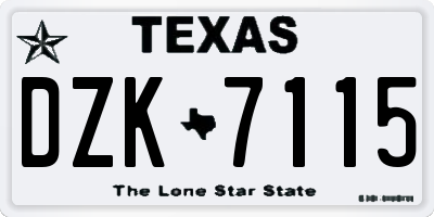 TX license plate DZK7115