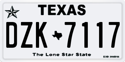 TX license plate DZK7117