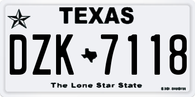 TX license plate DZK7118