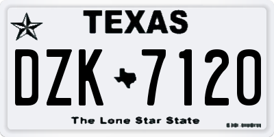 TX license plate DZK7120