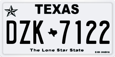 TX license plate DZK7122