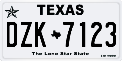 TX license plate DZK7123