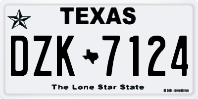 TX license plate DZK7124