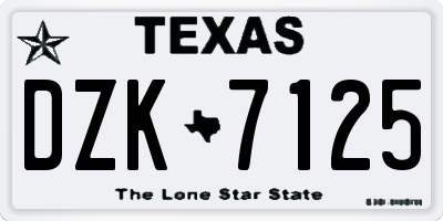 TX license plate DZK7125