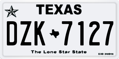 TX license plate DZK7127