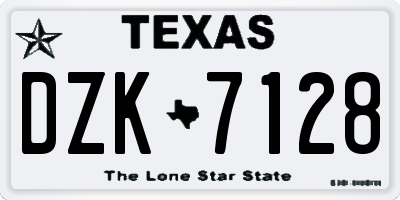 TX license plate DZK7128