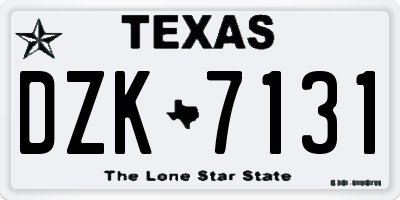 TX license plate DZK7131