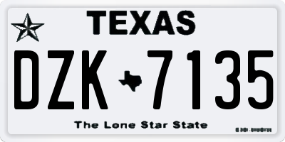 TX license plate DZK7135