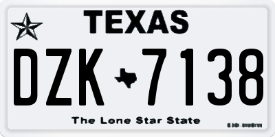 TX license plate DZK7138