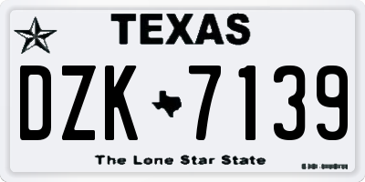 TX license plate DZK7139