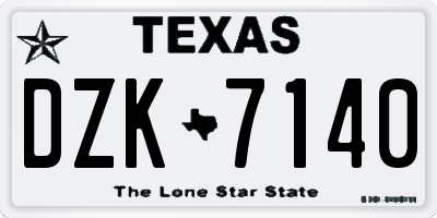 TX license plate DZK7140