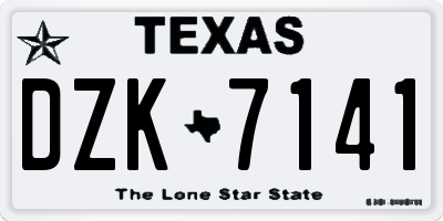 TX license plate DZK7141