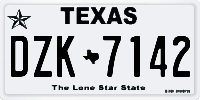 TX license plate DZK7142