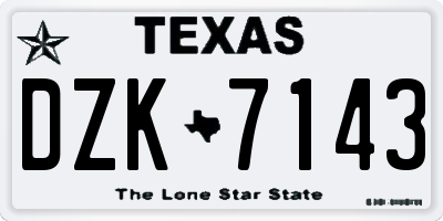 TX license plate DZK7143